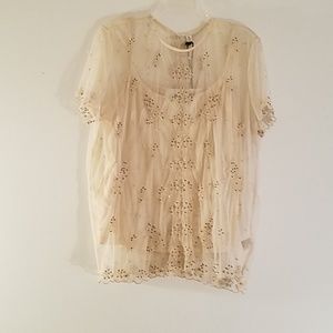 NURTURE SHEER BEADED EMBROIDERY TOP